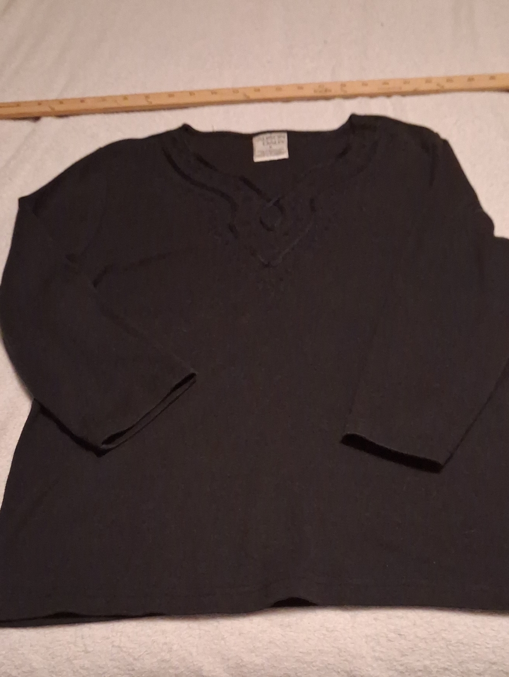 Allison Daley Black V-Neck Lace-Up Knit Top